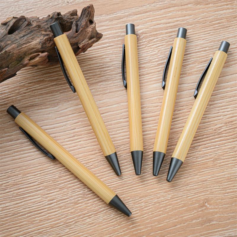Kugelschreiber aus Bambusholz 1,0 mm Spitze Kreativer Bambus-Druckkugelschreiber für Büro, Geschäft, Geschenke, Student