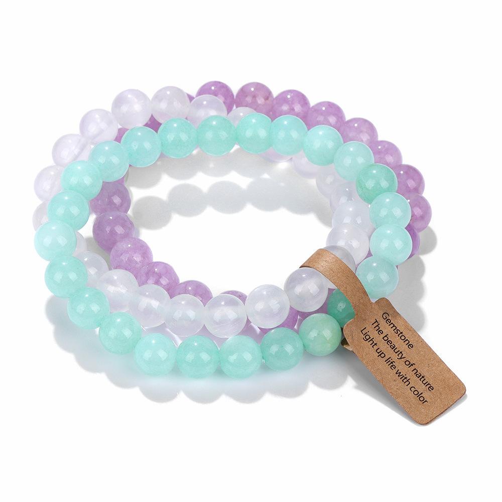 Natural Stone Crystal Beads Semi Precious Women's Bracelet Amethyst Multi Layered Combination Bracelets