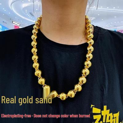 Collar Auténtico de Cuentas de Buda Dorado: Grande, Ignífugo, Resistente a la Decoloración, Sin Galvanoplastia, Diseño para Hombre