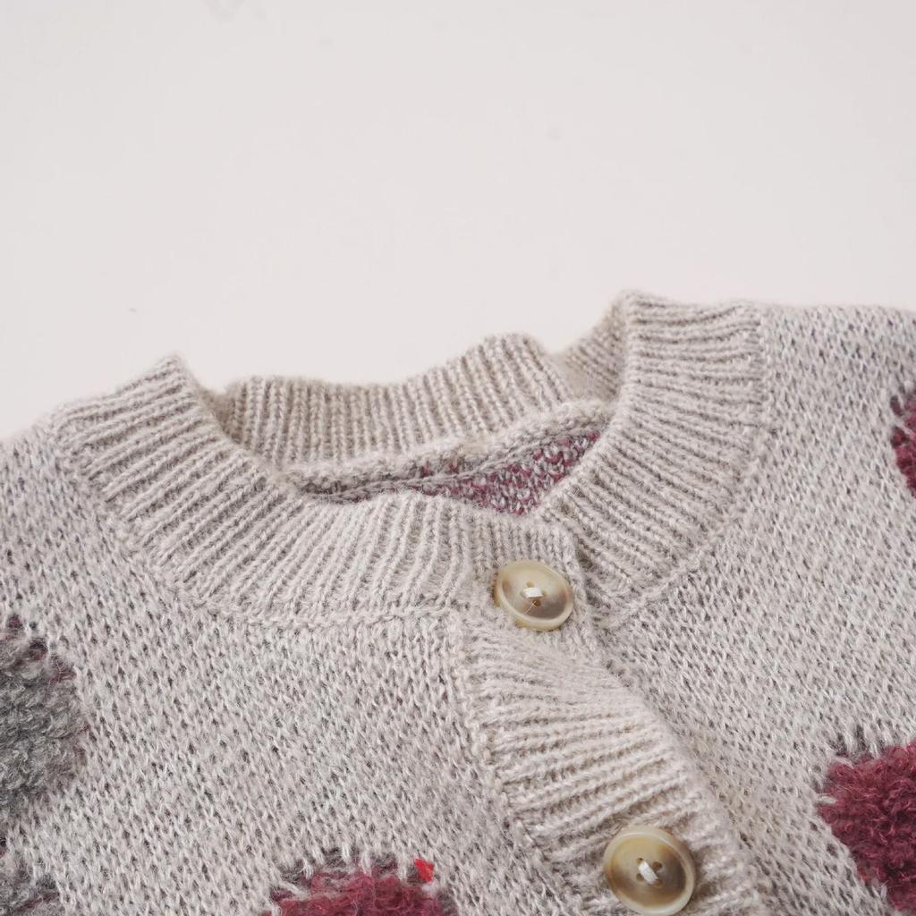 Dětský vlněný kardigan ve stylu korejského svetru s puntíky, jaro 2024