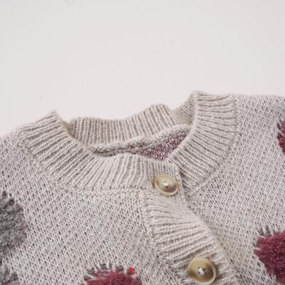 Korean Style Children's Polka Dot Wool Sweater Cardigan, Spring 2024