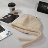 Wool hat women's winter wool lace-up knitted hat solid color fashionable versatile face small warm ear protection Lei Feng hat
