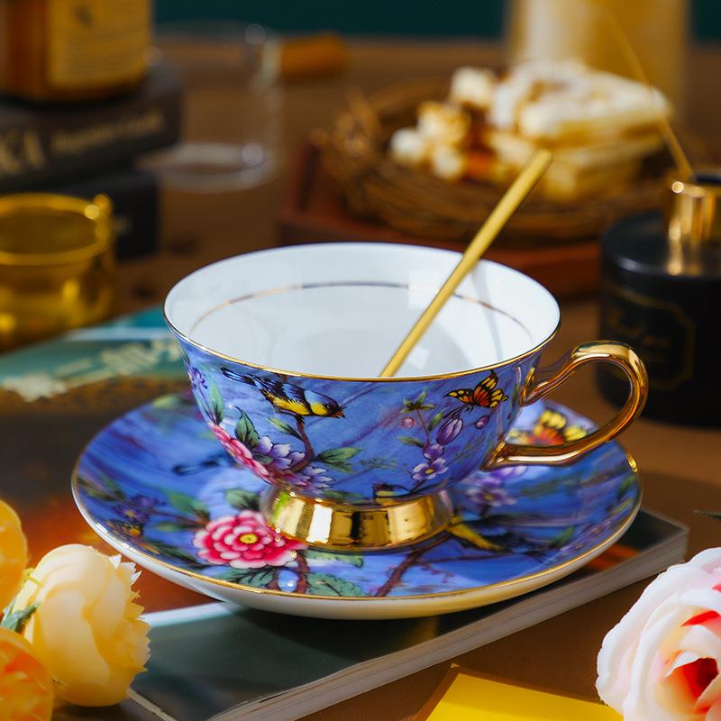 Kaffeetasse und Untertasse aus Bone China Keramik, Vintage englisches Nachmittagstee-Set, Geschenkbox-Set, Hochzeitsgeschenk