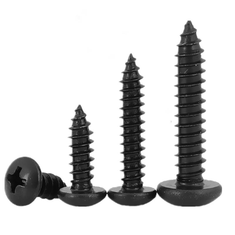 Black Stainless Steel Round Head Self-Tapping Screws M1.2-M6