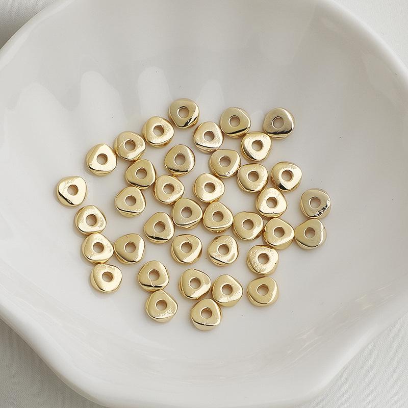 14K Gold-Filled Color-Preserving Triangle Crushed Gold Spacer Beads for Necklace DIY.
