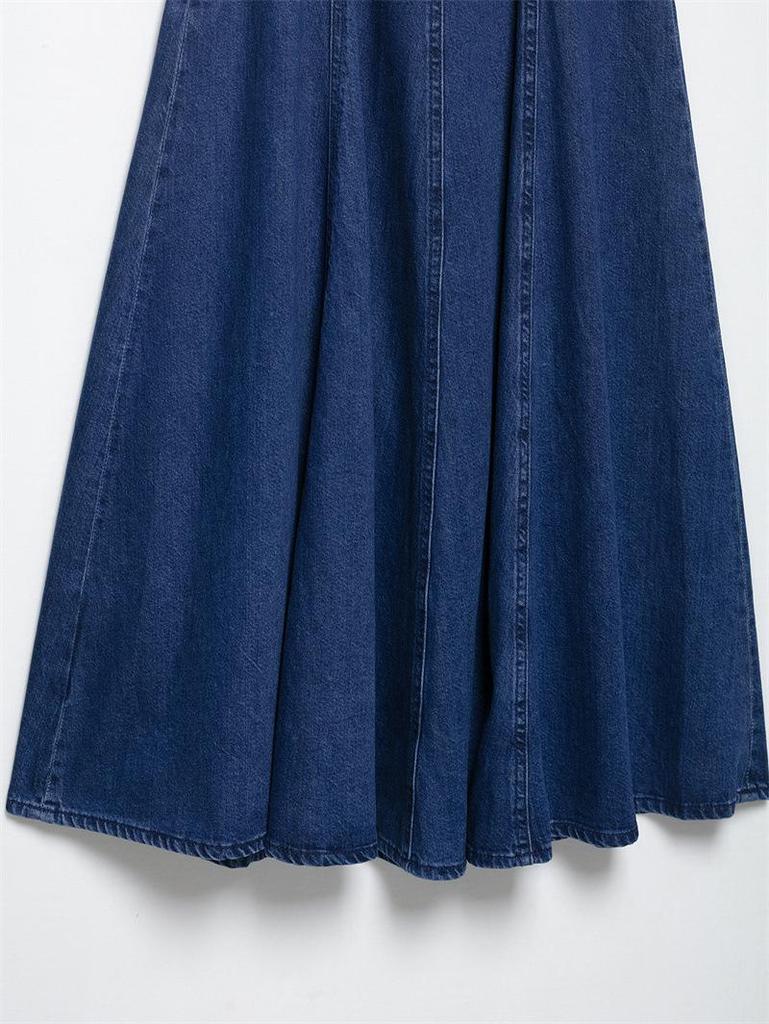 Elegant Summer Denim Midi Spaghetti Strap Dress for Women