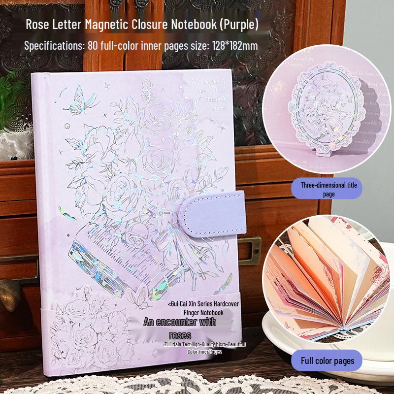 Retro Notatnik Rose Art B6 z Magnetycznym Zapięciem i Hot Stampingiem