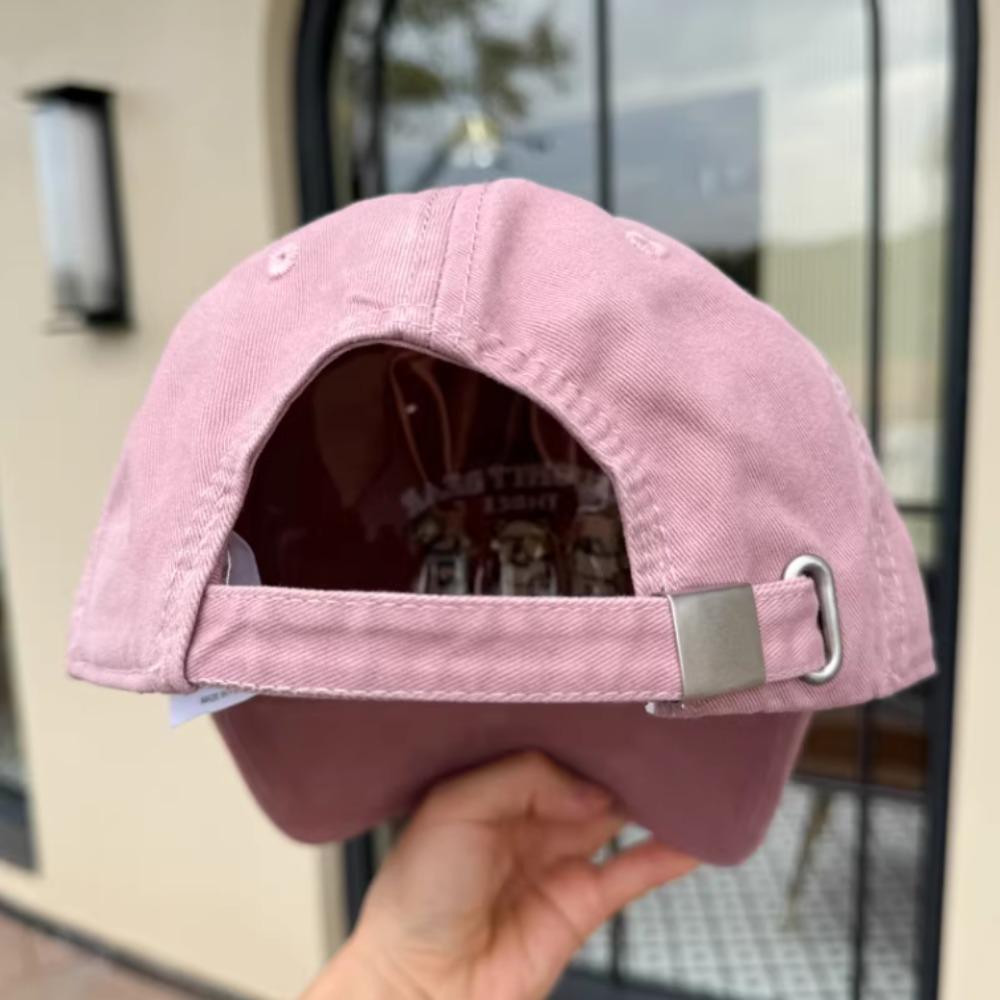 Women's Cotton Baseball Cap Letter Embroidery Color Block Design Korean Retro Style Cute Outdoor Casual Hat