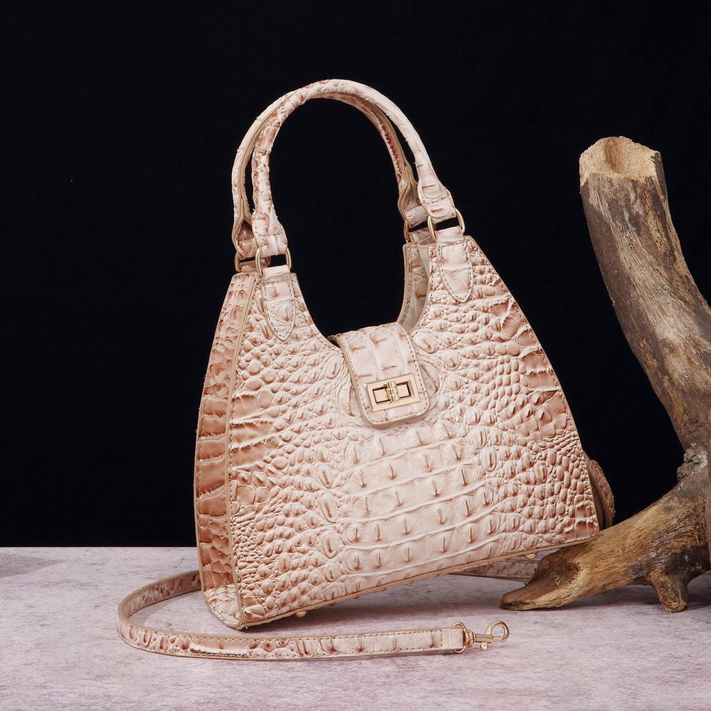 European and American Retro Independent Station Hand-held Armpit Bag French Stick Women's Bag Crocodile Pattern Brahmin