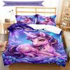 3PC Custom Name Unicorn Fantasy Artwork Bedding Set Duvet Cover Closure Includes 1 Duvet Cover & 2 Pillowcases for Bedroom