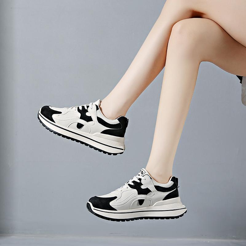 Spring and Autumn New Casual Fashion Simple Comfortable Slim Round Toe Color Block Anti-Slip Sexy Sports Shoes for Women