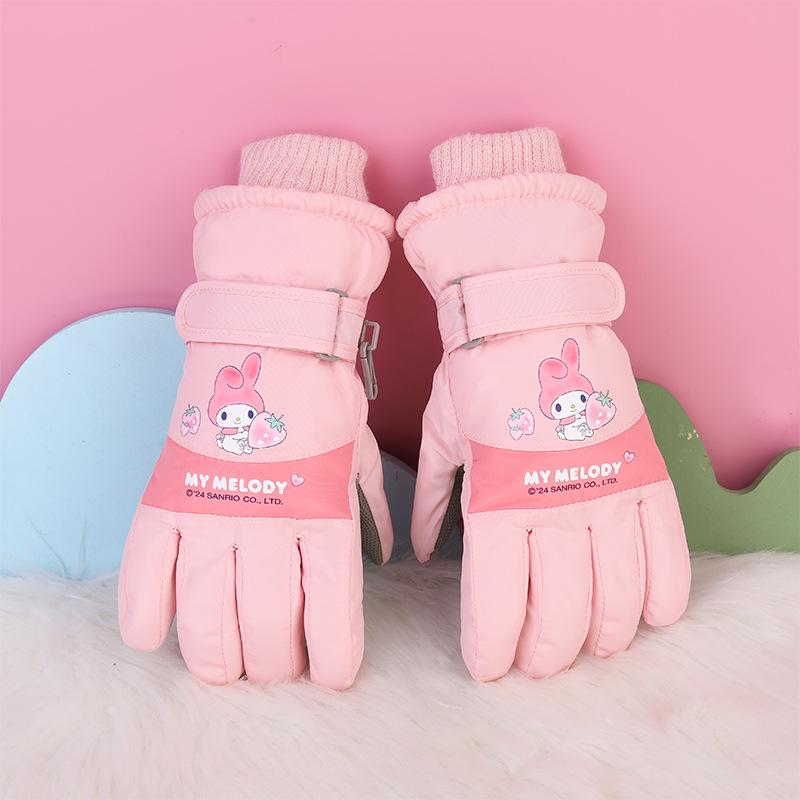 Children's Winter Ski Gloves: Thick, Cold-Proof, Waterproof, Windproof, Non-Slip, Warm Cotton for Ages 3-17.
