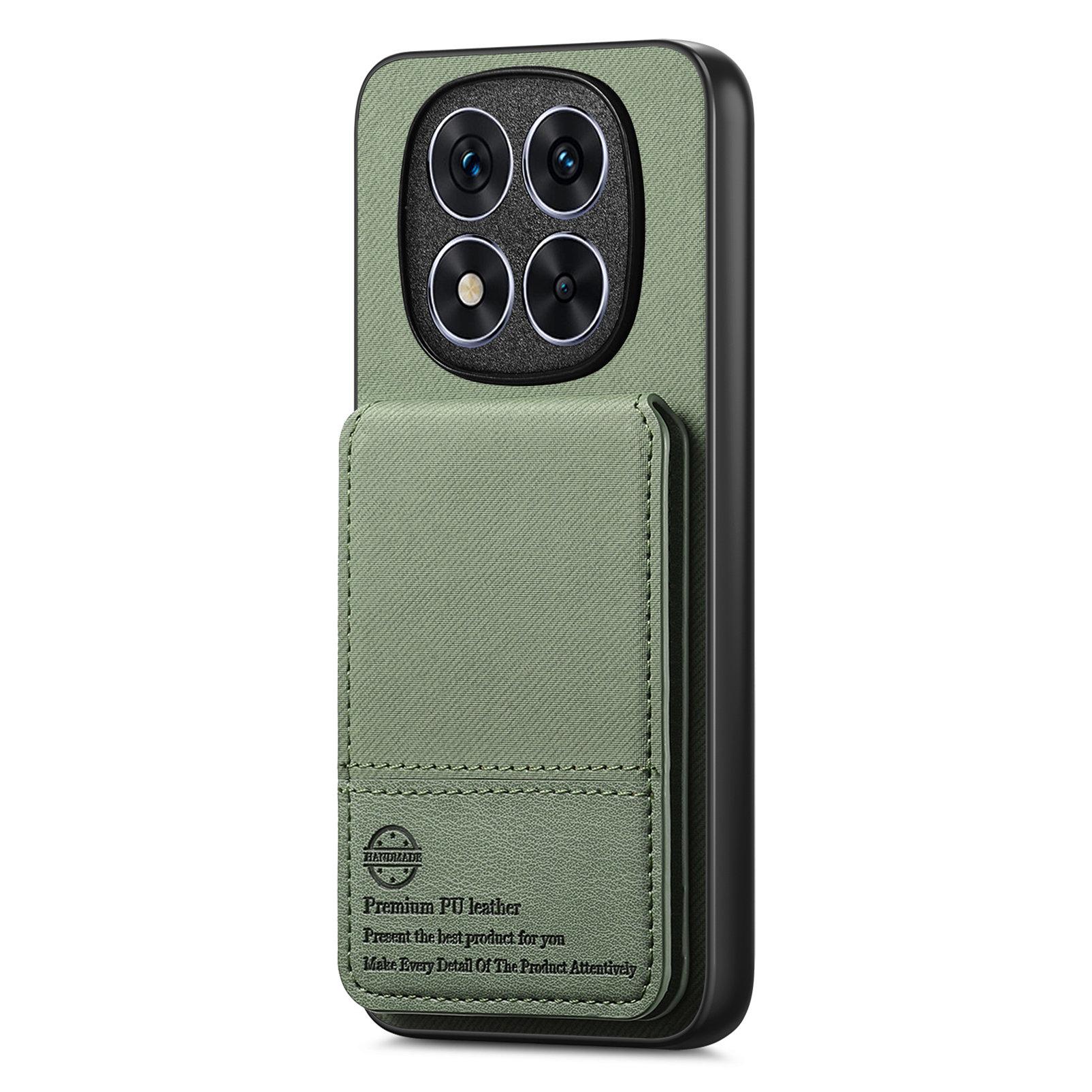 

Чохол для Xiaomi Redmi Note 14 Pro+ 5G Текстура тканини Шкіра+PC+TPU Блокування RFID Чохол для телефону з тримачем для карт Green