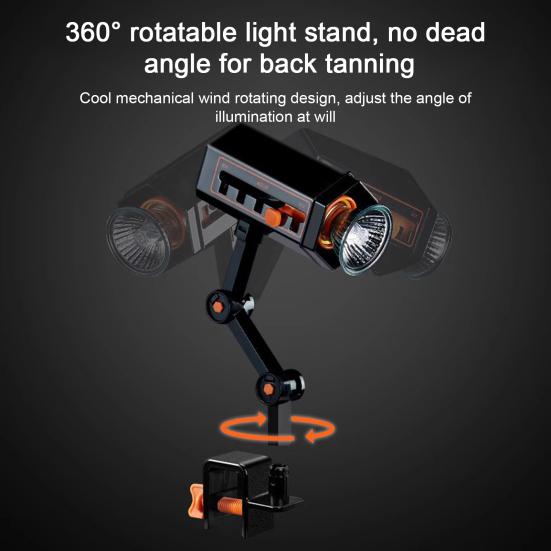 Reptilien Wärmelampe 360-Grad drehbarer Arm Helligkeit einstellbar Sonnenlichtsimulation UVA UVB