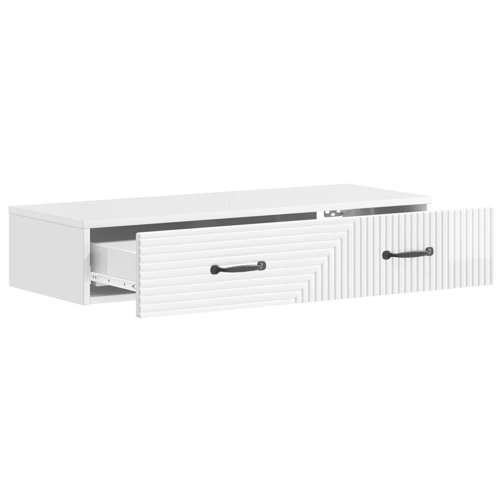 Wall Mounted Side Table High Gloss White 87.5 x 34.5 x 17 cm