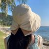 Women Big Bowknot Bucket Hat Solid Color Wide Brim Sun Protection Fisherman Panama Cap Sweet Girl Female Travel Beach Visors Hat