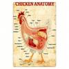 Vintage Chicken Anatomy Metal Tin Sign Retro Farmhouse Wall Art Bar Decor 8x12 Inch Unframed Plaque