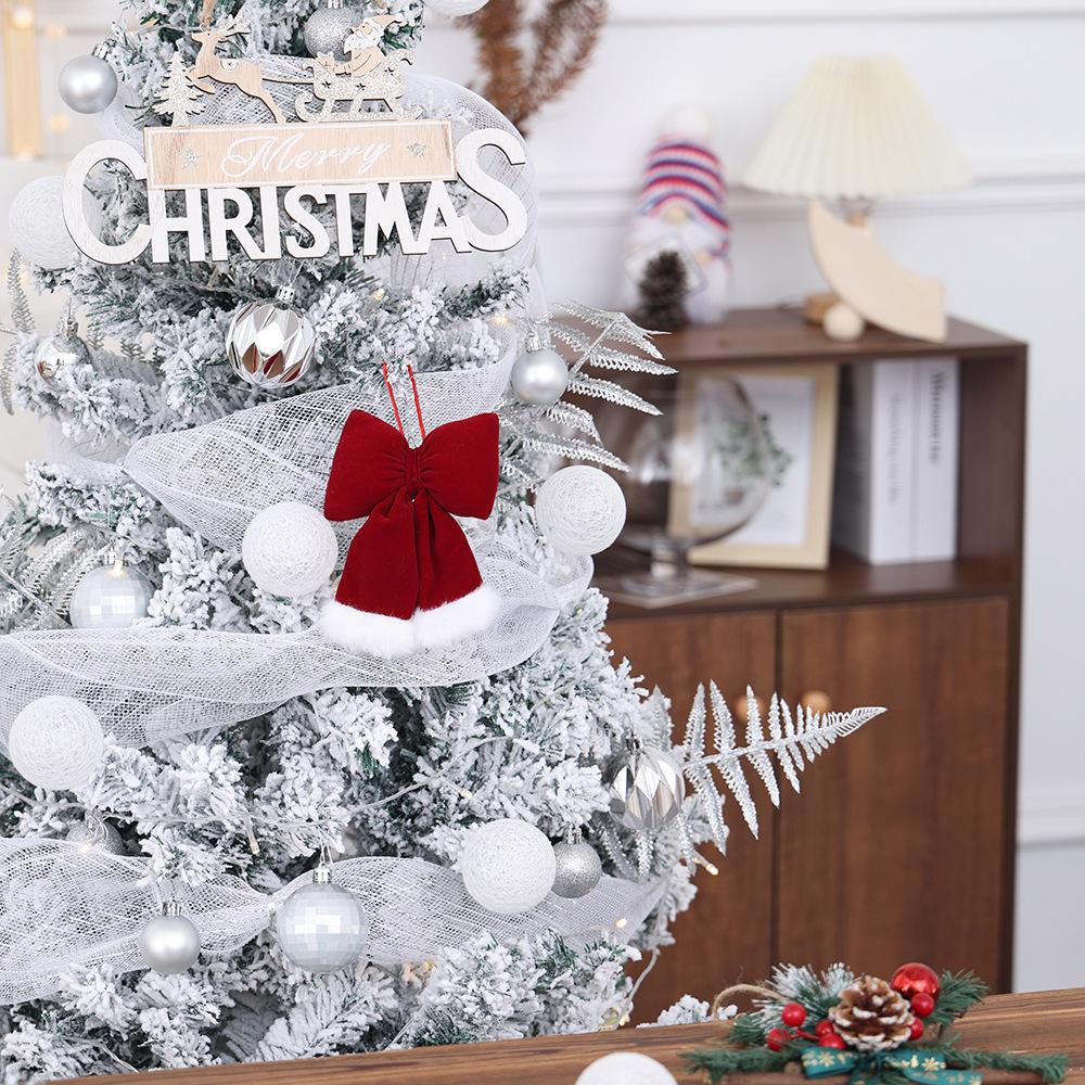 Red Velvet 3D Christmas Bow Ornament for Tree Decoration