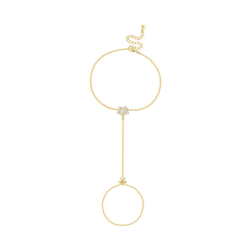New 925 Silver Exquisite Golden Starry Bracelet Chain Link Women Bracelet Birthday Festival Jewelry Gifts