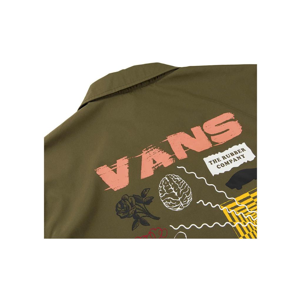 Vans Chaqueta con Cuello Deportivo con Logo de Patrón Divertido Unisex Chaquetas Verde Militar VN0A5H8RKCZ