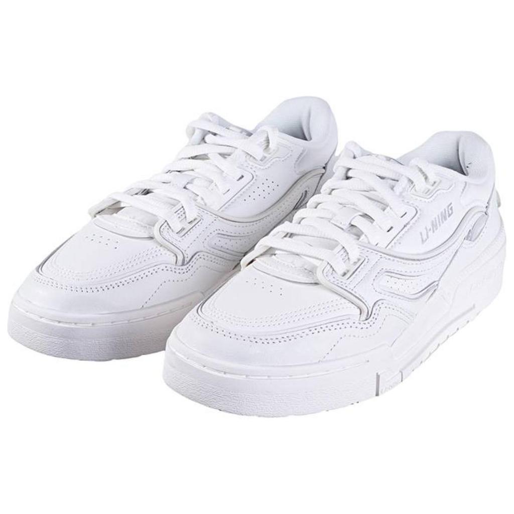 Li-Ning Fashionable Versatile Thick Sole Height Increasing Non-Slip Shock Absorbing Low Top Skate Shoes Men Sneakers White AGCU031-3