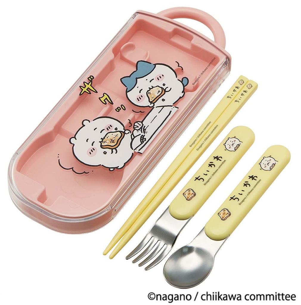 Skater Bento Trio Set by for Made In (Chopsticks, Spoon, Fork) Chiikawa, Kids, Antibacterial, Easy-Open Slide-Open, Japan, TACC2AG-A