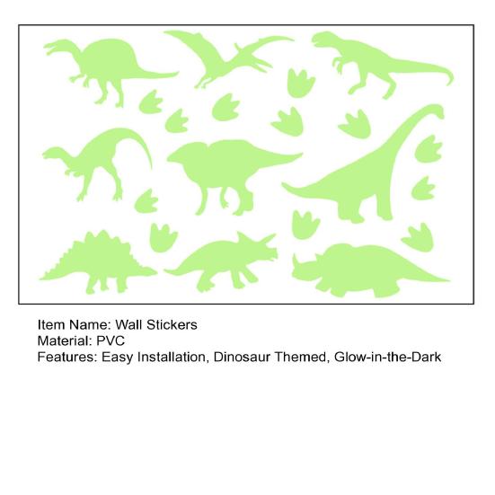 1 Sheet Glow-in-the-Dark Dinosaur Wall Stickers Waterproof Dinosaur Footprint Wall Decals Dinosaur Stickers for Nursery Kids Room