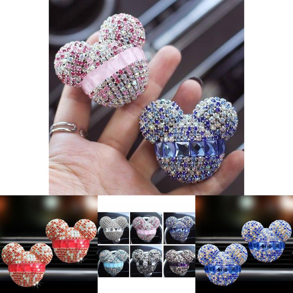 Sparkling Red Car Air Vent Perfume Crystal Design Flower Scent Long-lasting