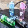 600ML Creative Spray Bottle Portable Children Outdoor Sports Multi-function Straw Cute Water Bottle