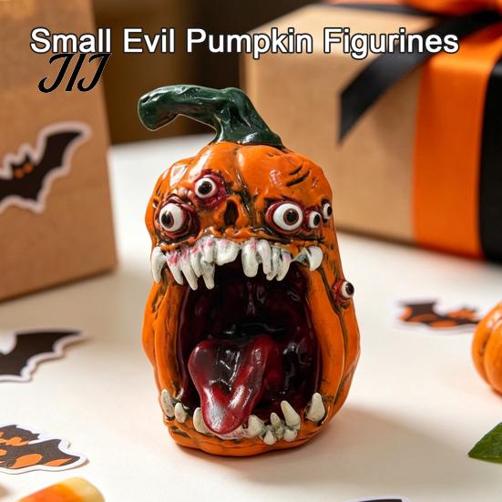 Festival Pumpkin Decor Halloween Evil Figurine, Ornament with Multi Eyes and Decorative Statues Fangs, Demon Resin Statue for Party Decoration