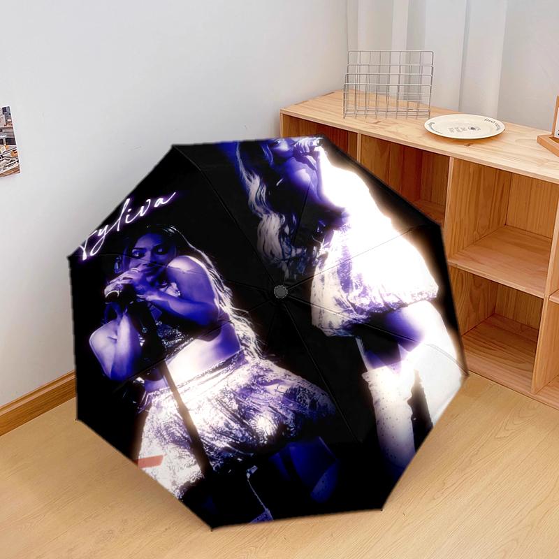 1 pz Ombrello con motivo Ayliva Ombrello portatile pieghevole Struttura a stecche in ferro Struttura a stecche Forato Ombrello da esterno per la casa