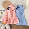 Girls' Summer Dress New Style Flutter Sleeve Children's Tank Dress Little Girl's College Style Cake Dress