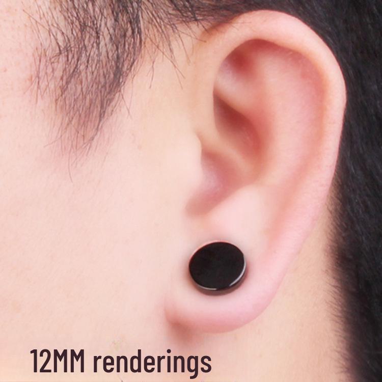 Titanium Steel Black Barbell Earrings - Hip-Hop Rock Dumbbell Screws, Non-Allergenic & Trendy.
