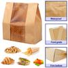 50pcs Kraft Paper Bag Toast Bag Packaging Bag Self Sealing Bread Bag Baked Food Wrapping Pouches Biscuits Cake Bag Free Sticker
