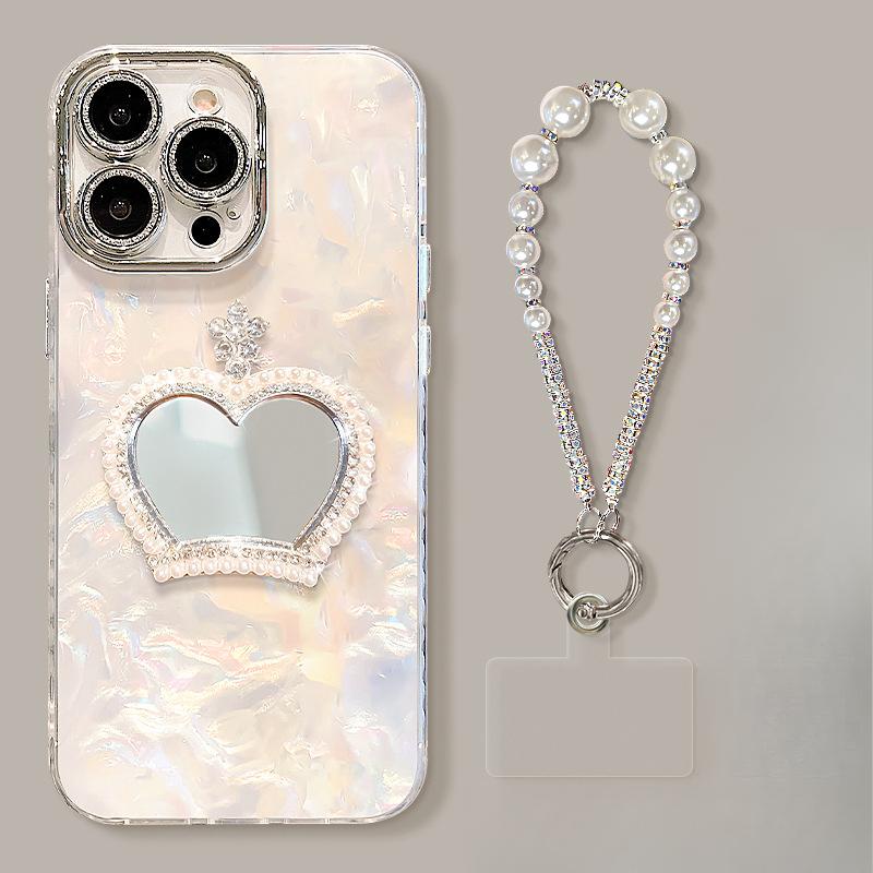 Crown Mirror Bracelet Suitable for Apple 16 Promax Mobile Phone Case 13 High-end Feeling 15 Light Luxury 14 Bracket 11 Girls