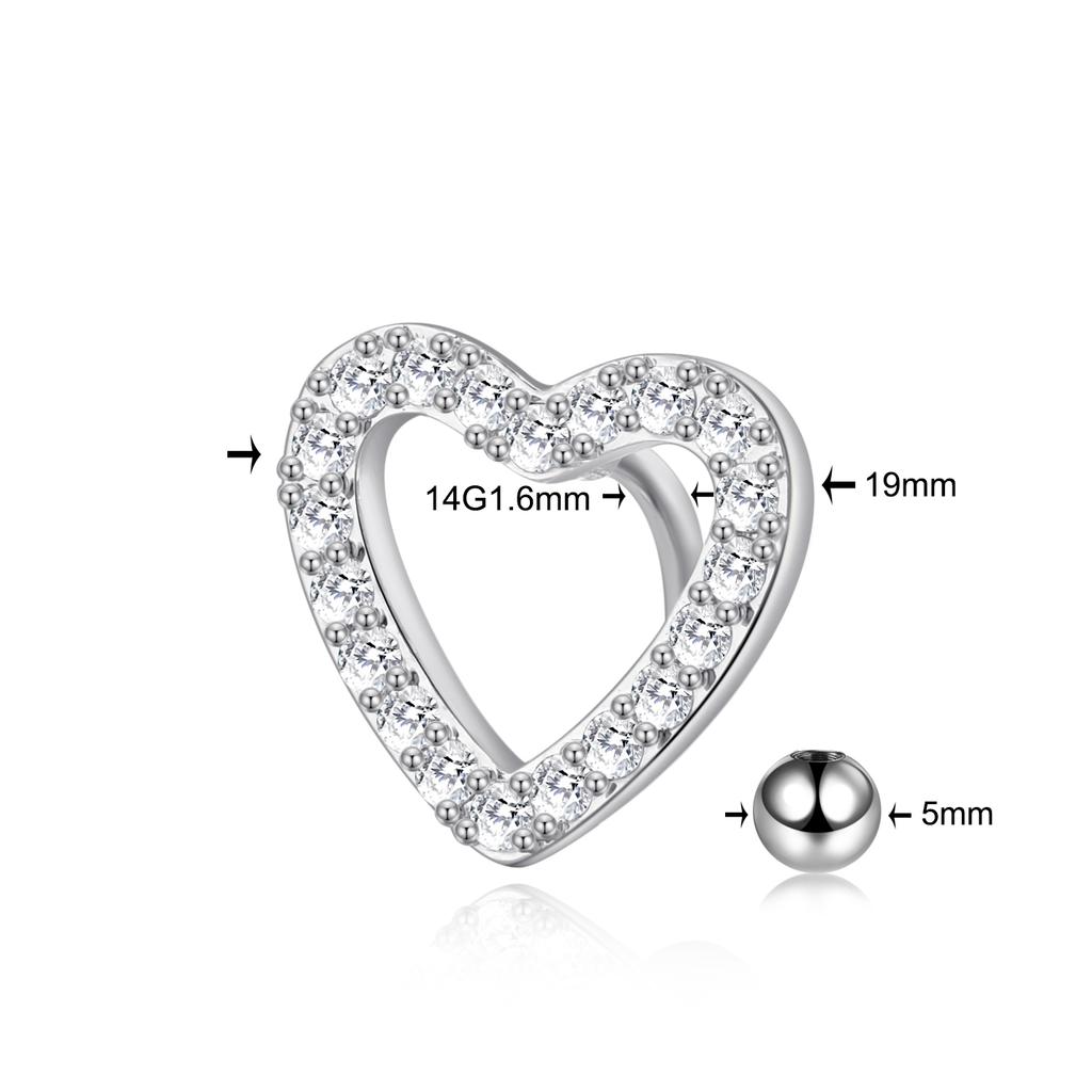 1PC Surgical Steel 14G CZ Reversed Bar Belly Button Ring Heart Navel Stud Piercing Ring Jewelry Sexy Umbilical Oreja Pircings
