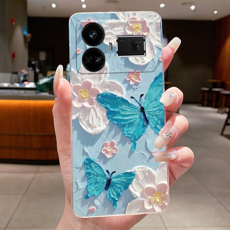 For Realme GT5 GT 5 240w Case Luxury Fashion Butterfly Flowers Clear Soft Silicone TPU Transparent Phone Case Back Cover Capas