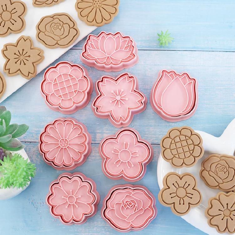 Flower Shaped Cookie Cutters Biscuit Mould 3D Frosting Cookie Cutter PP Material