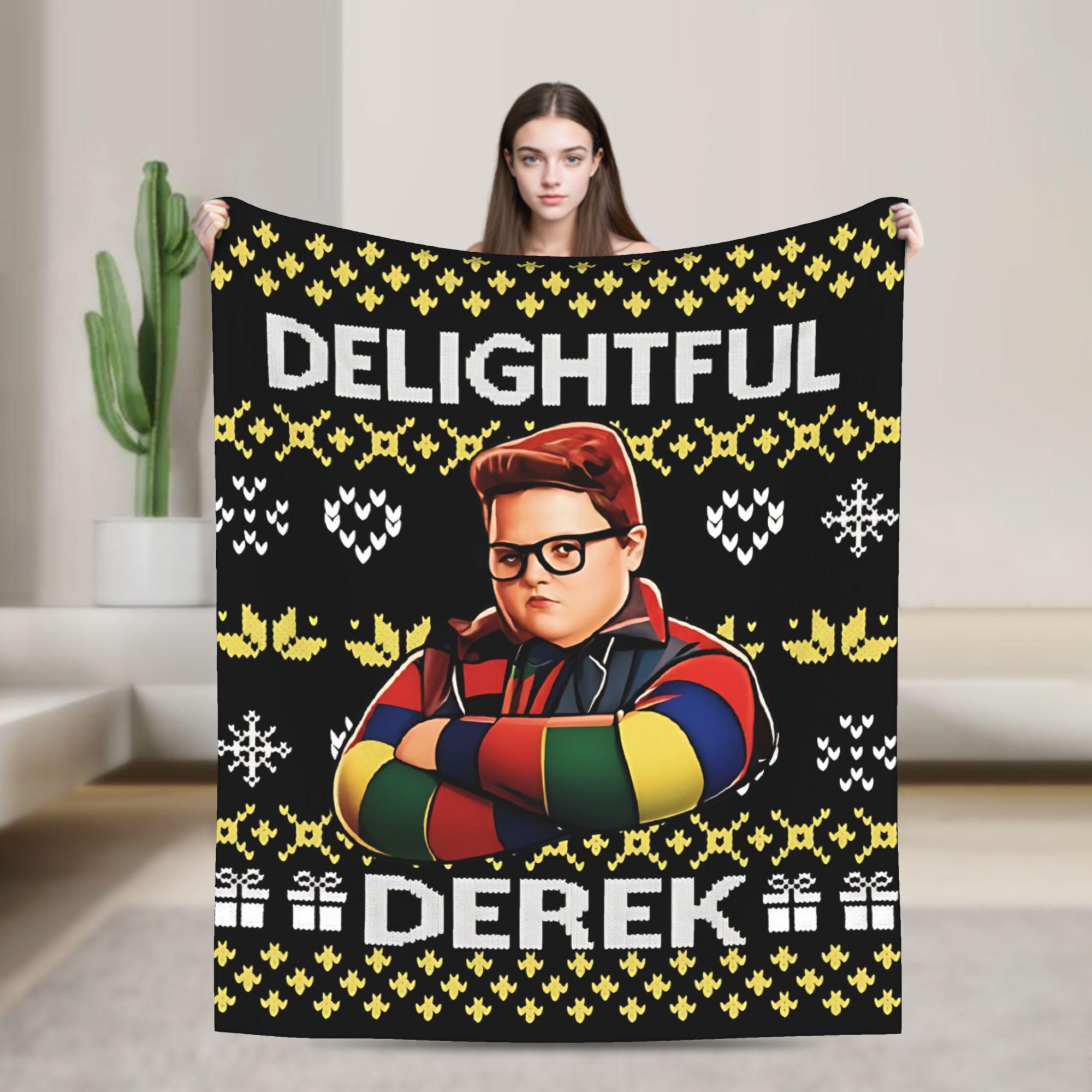 Delightful Derek Ugly Sweater Velvet Throw Blanket Blankets for Sofa Travel Soft Bedroom Quilt, 75X95CM