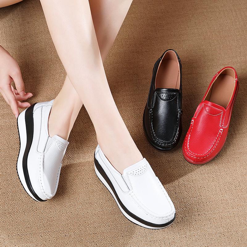 Korean Style Wedge Heel Platform Slip-on Shoes for Women