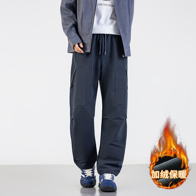 

Эластичные брюки с высокой талией на кулиске, мужские, с карманами, рабочая одежда, свободные, повседневные L серый