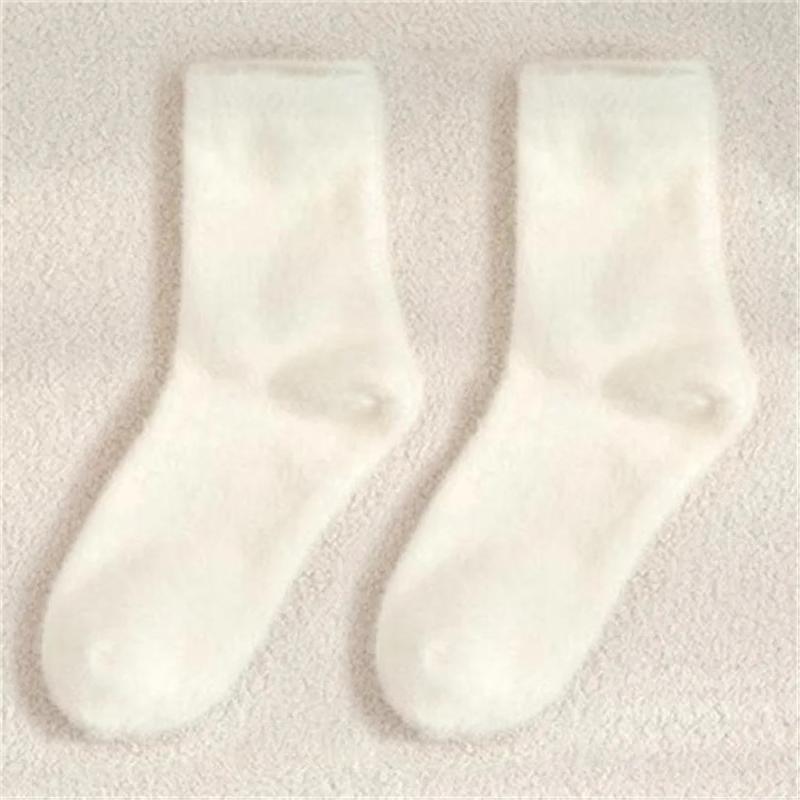 1/2/3/4 Pairs Cute Mink Plush White Black Women Socks Autumn Winter Elastic Thickened Lovely Thermal Coral Velvet Sleep Sock