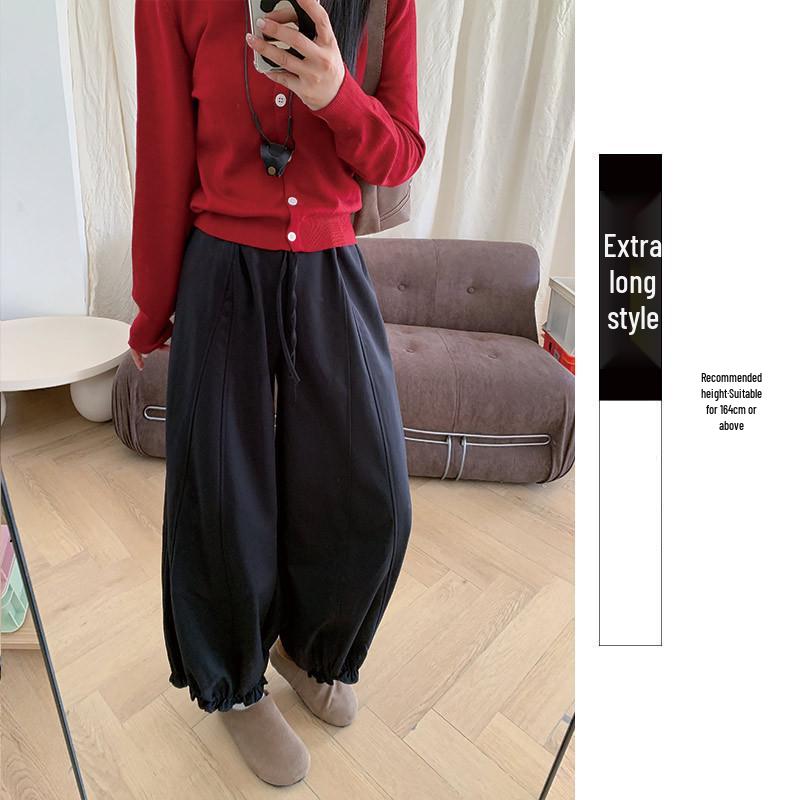 

Coffee Wood Ear Lace Lantern Pants - Women s 2026 Spring/Summer, Petite Straight Casual Bud Wide-Leg Style XL (for 125-140 lbs)