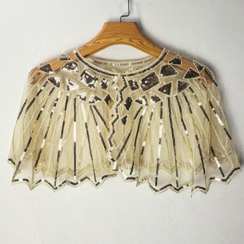 Xale de Malha Paetês de Verão Feminino - Vazado com Miçangas Moda Europeia Americana Envoltório de Ombro Protetor Solar Cardigan Colete