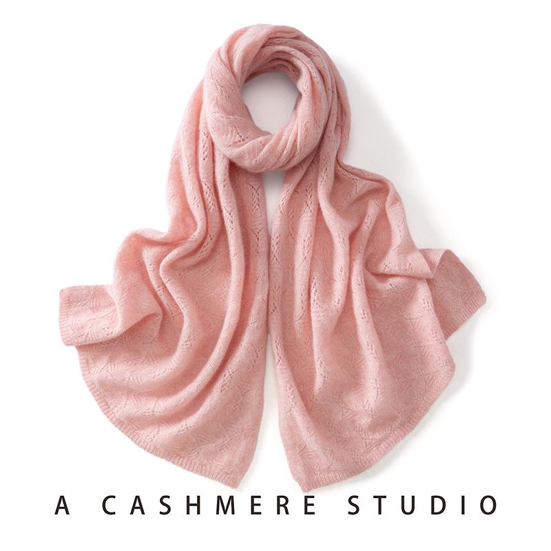 Women's 100% Pure Cashmere Scarf: Versatile, Warm, and Simple Solid Color for Autumn/Winter Neck Protection.