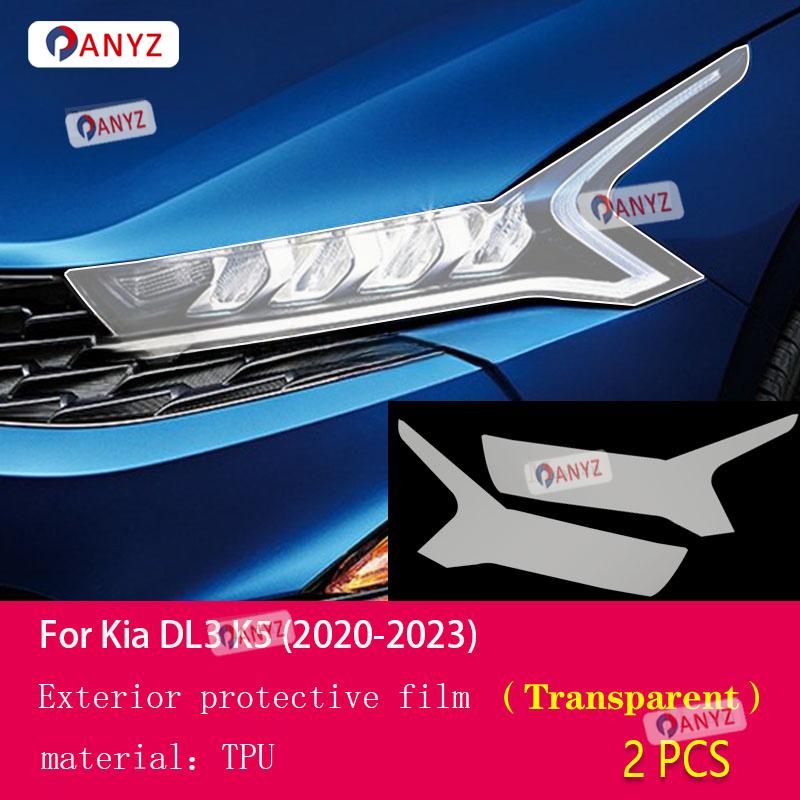 2 Pcs Car Headlight Protective Film Headlamp Restoration Transparent Black TPU Sticker For Kia DL3 K5 - Accessories