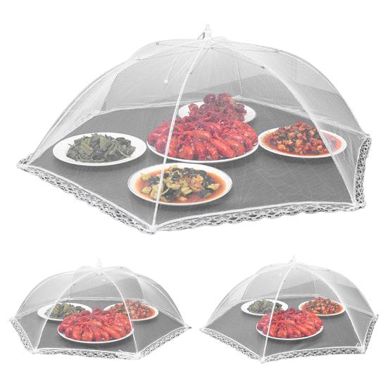 Foldable Food Cover Umbrella-Style Mesh Net with Stainless Steel Frame Fly