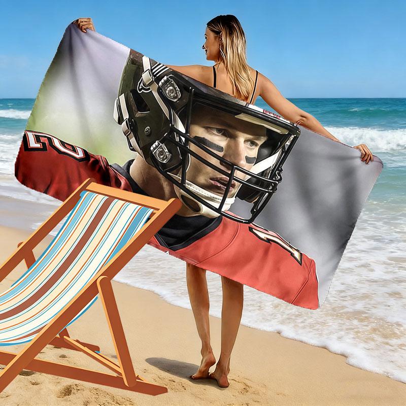 Tom Brady Print Beach Towel, Large Soft Quick Dry Towel for Beach Camping Swimming