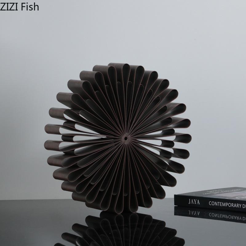Creative Sunflower Geometric Circular Ornaments Abstract Crafts Desk Decoration Folding Circle Sculpture Room Aesthetic Decor