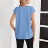 Women’s Short Sleeve T Shirt Round Neck Casual Loose Fit Top with Decorative Side Buttons for Daily Wear
